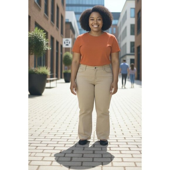 Lee Women's Khaki Stretch Casual Pants - Picture 1 of 7